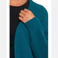 Dzianinowy KARDIGAN z kieszeniami NIEBIESKI dłuższy narzutka MORAJ